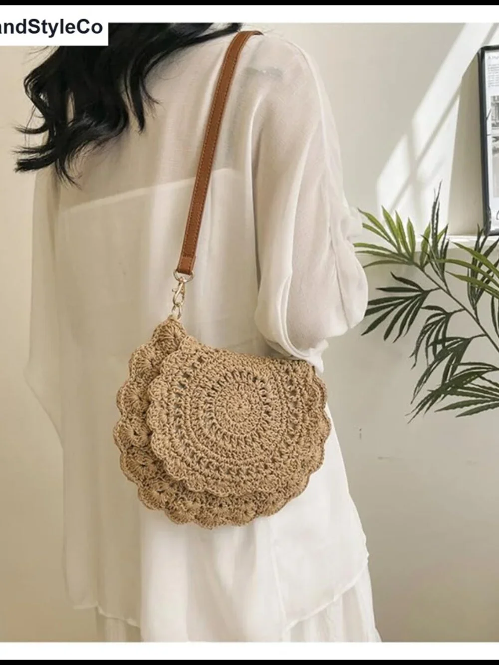 Handwoven Crochet Crossbody Hobo Bag Summer Small Purse Cotton Shoulder Bag